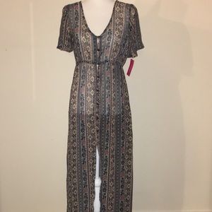 Sheer Button Down Maxi Dress/ Kimono